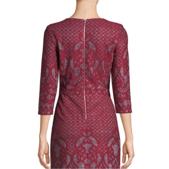 Gabby Skye a-line dress regency Burgundy Patterned Lace Victorian dress size 4 - Picture 4 of 7